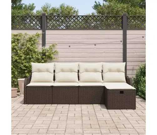 5 Daļu Dārza Dīvānu Komplekts Ar Spilveniem Brūnā Rotangā Vidaxl