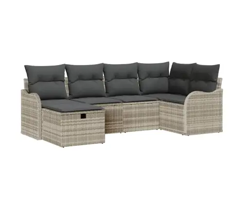 6 Daļu Dārza Dīvānu Komplekts Ar Spilveniem Gaiši Pelēkā Poli Rotangpalmas Vidaxl