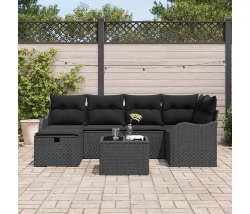 Dārza Dīvānu Komplekts 7 Pcs Melna Poliūtu Rotangpalma Vidaxl