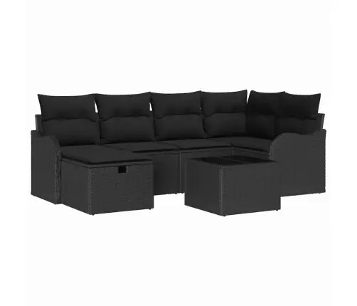 Dārza Dīvānu Komplekts 7 Pcs Melna Poliūtu Rotangpalma Vidaxl