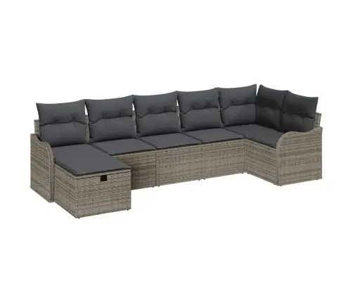 Dārza Dīvānu Komplekts 7 Pcs Pelēka Poliūtu Rotangpalma Vidaxl