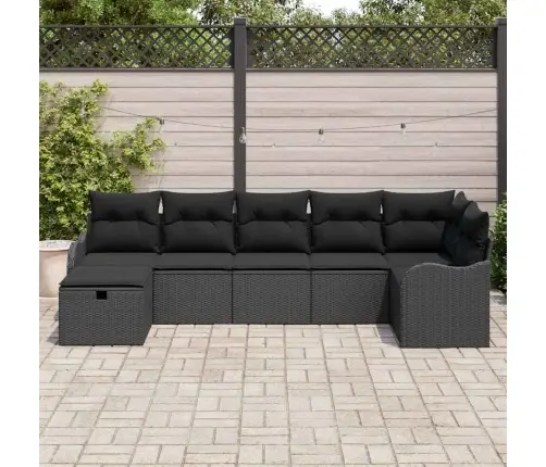 Dārza Dīvānu Komplekts 7 Pcs Melna Poliūtu Rotangpalma Vidaxl