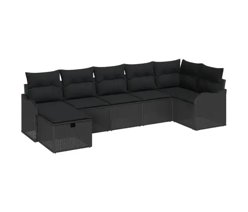 Dārza Dīvānu Komplekts 7 Pcs Melna Poliūtu Rotangpalma Vidaxl