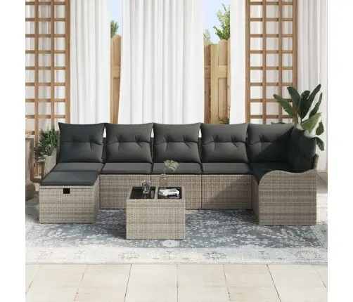 Dārza Dīvānu Komplekts 8 Pcs Pelēka Poliūtu Rotangpalma Vidaxl