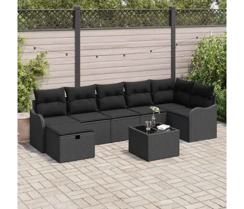 Dārza Dīvānu Komplekts 8 Pcs Melna Poliūtu Rotangpalma Vidaxl