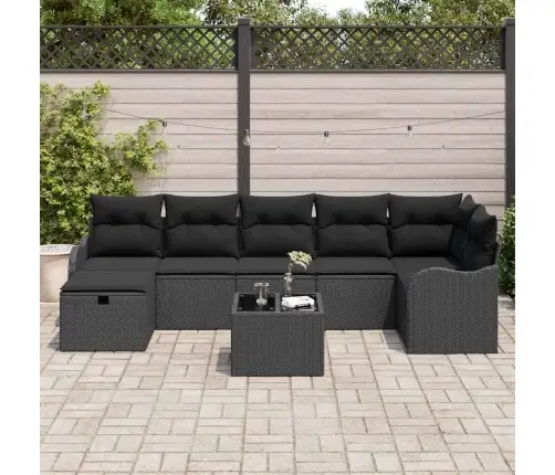 Dārza Dīvānu Komplekts 8 Pcs Melna Poliūtu Rotangpalma Vidaxl