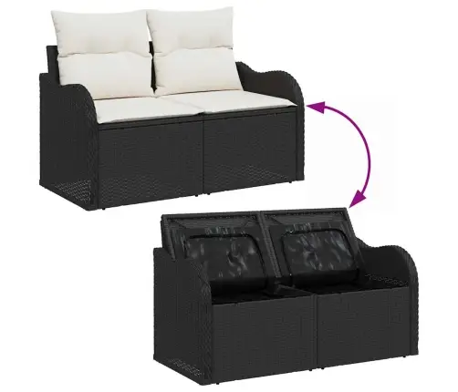 Sodo Sofų Rinkinys Su Pagalve 6 Pcs Juoda Poli Ratanas