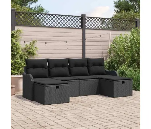 Dārza Dīvānu Komplekts 6 Pcs Melna Poliūtu Rotangpalma Vidaxl