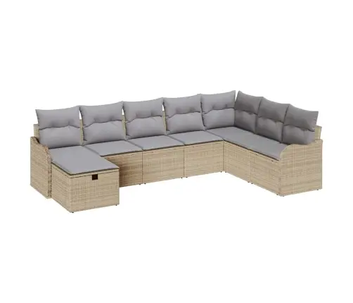 Dārza Dīvānu Komplekts 8 Pcs Bēša Poliūtu Rotangpalma Vidaxl