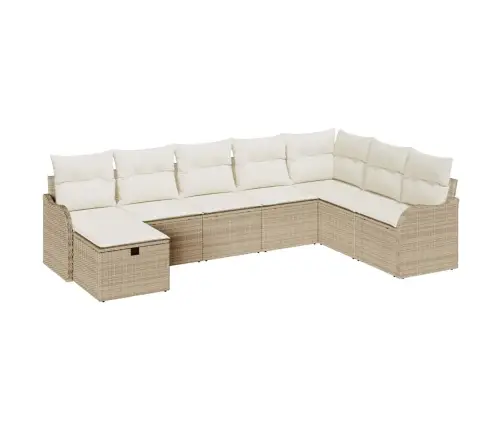 8 Daļu Dārza Dīvānu Komplekts Ar Bēšajiem Spilveniem Vidaxl