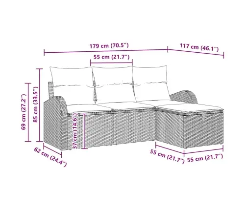 Aia Diivanikomplekt Padjaga 4 Pcs Helehall Polürooster