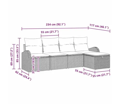 Aia Diivanikomplekt Padjaga 5 Pcs Pruun Polürooster