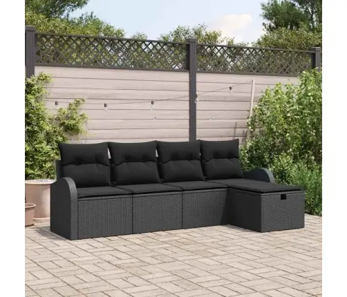 Dārza Dīvānu Komplekts 5 Pcs Melna Poliūtu Rotangpalma Vidaxl