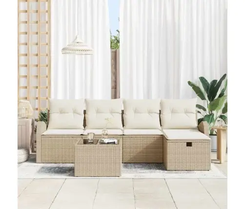 6 Daļu Dārza Dīvānu Komplekts Ar Bēšiem Spilveniem Vidaxl