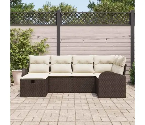 6 Daļu Dārza Dīvānu Komplekts Ar Spilveniem Brūnā Polietilēna Rotangpalma Vidaxl