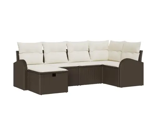 6 Daļu Dārza Dīvānu Komplekts Ar Spilveniem Brūnā Polietilēna Rotangpalma Vidaxl