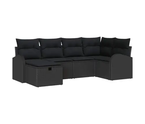 Dārza Dīvānu Komplekts 6 Pcs Melna Poliūtu Rotangpalma Vidaxl