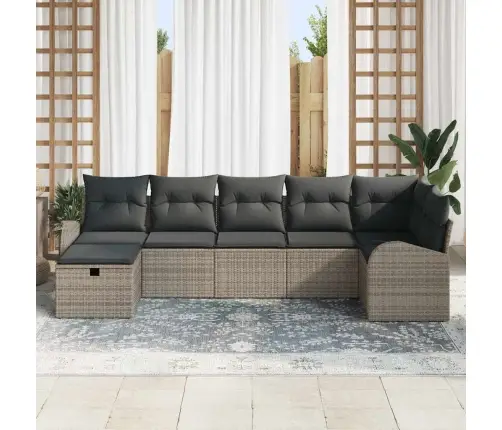 Dārza Dīvānu Komplekts 7 Pcs Pelēka Poliūtu Rotangpalma Vidaxl