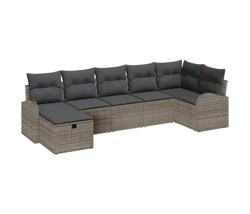 Dārza Dīvānu Komplekts 7 Pcs Pelēka Poliūtu Rotangpalma Vidaxl