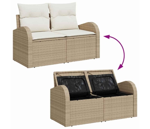 Sodo Sofų Rinkinys Su Pagalve 7 Pcs Smėlio Poli Ratanas