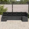 Dārza Dīvānu Komplekts Ar Spilvenu 7 Pcs Melna Poliratāns Vidaxl