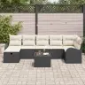 Sodo Sofų Rinkinys Su Pagalve 8 Pcs Juoda Poli Ratanas