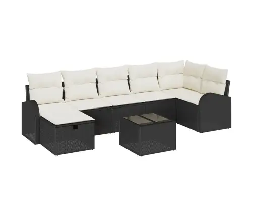 Sodo Sofų Rinkinys Su Pagalve 8 Pcs Juoda Poli Ratanas