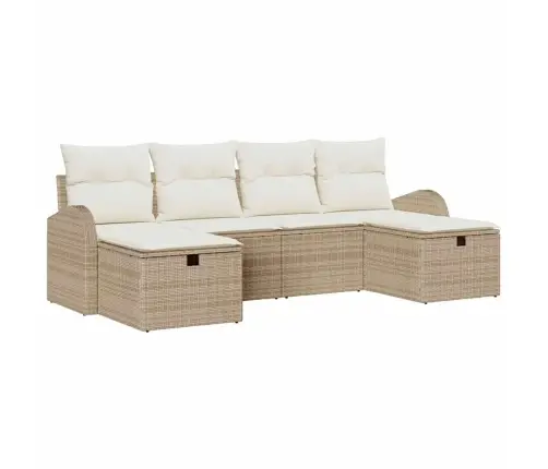 6 Daļu Dārza Dīvānu Komplekts Ar Bēšiem Spilveniem Vidaxl