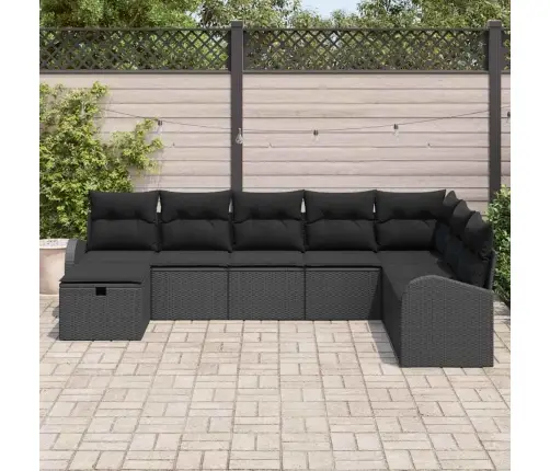 Dārza Dīvānu Komplekts 8 Pcs Melna Poliūtu Rotangpalma Vidaxl