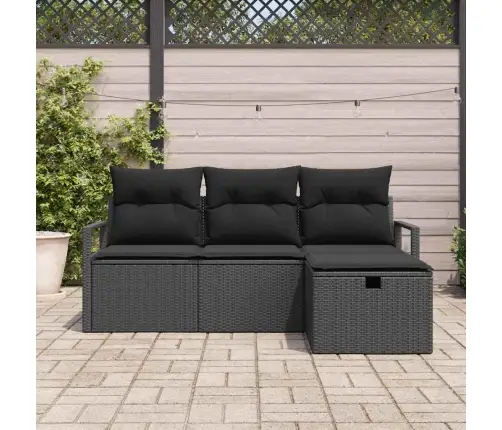 Dārza Dīvānu Komplekts 4 Pcs Melna Poliūtu Rotangpalma Vidaxl