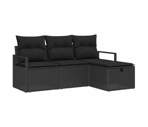 Dārza Dīvānu Komplekts 4 Pcs Melna Poliūtu Rotangpalma Vidaxl