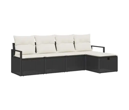 Sodo Sofų Rinkinys Su Pagalve 5 Pcs Juoda Poli Ratanas