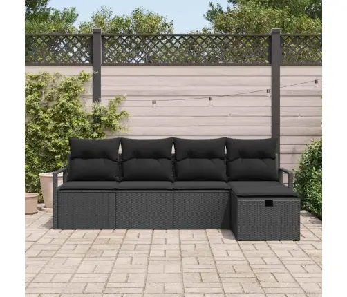 Dārza Dīvānu Komplekts 5 Pcs Melna Poliūtu Rotangpalma Vidaxl