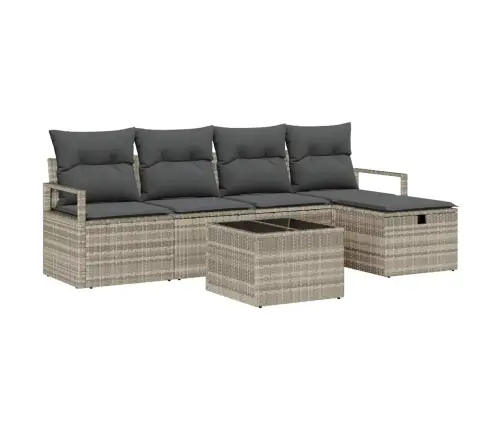 6 Daļu Dārza Dīvānu Komplekts Ar Spilveniem Gaiši Pelēks Poli Rotangpalma Vidaxl