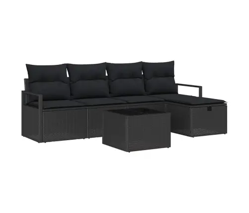 Dārza Dīvānu Komplekts 6 Pcs Melna Poliūtu Rotangpalma Vidaxl