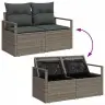 Sodo Sofų Rinkinys Su Pagalve 6 Pcs Pilka Poli Ratanas