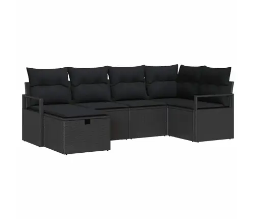 Dārza Dīvānu Komplekts Ar Spilvenu 6 Pcs Melna Poliratāns Vidaxl