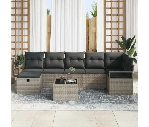 Dārza Dīvānu Komplekts 8 Pcs Pelēka Poliūtu Rotangpalma Vidaxl