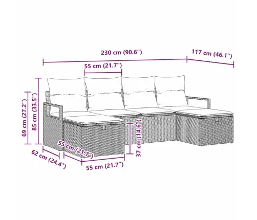 Aia Diivanikomplekt Padjaga 6 Pcs Beež Polürooster