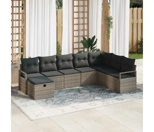 Dārza Dīvānu Komplekts 8 Pcs Pelēka Poliūtu Rotangpalma Vidaxl