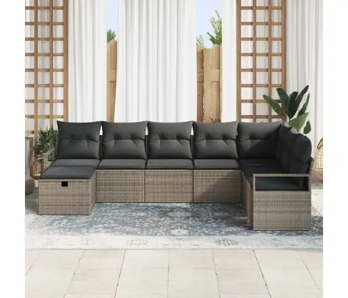 Dārza Dīvānu Komplekts 8 Pcs Pelēka Poliūtu Rotangpalma Vidaxl