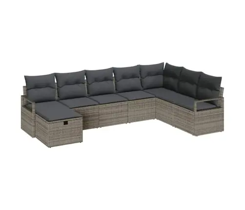 Dārza Dīvānu Komplekts 8 Pcs Pelēka Poliūtu Rotangpalma Vidaxl