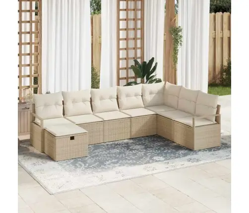 8 Daļu Dārza Dīvānu Komplekts Ar Spilveniem Beidžā, Polietilēna Rotangpalms Vidaxl