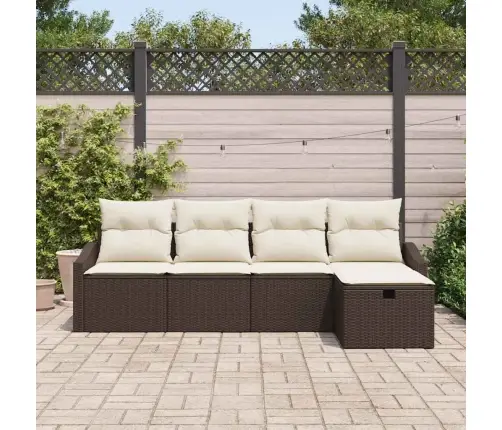 5 Daļu Dārza Dīvānu Komplekts Ar Spilveniem Brūnā Polietilēna Rotangpalma Vidaxl