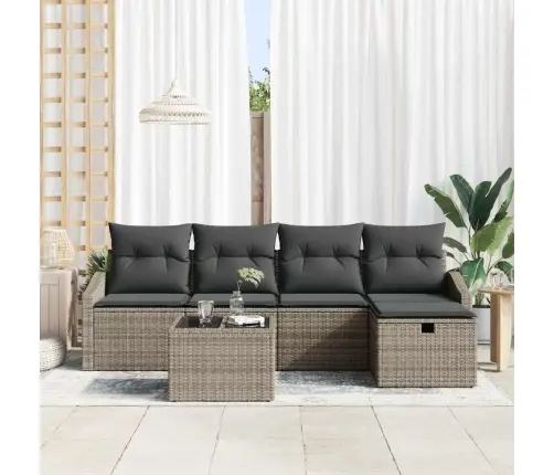 6 Gabalu Dārza Dīvanu Komplekts Ar Spilveniem Pelēks Poli Rotangpalmas Vidaxl