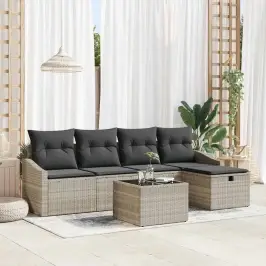 Dārza Dīvānu Komplekts 6 Pcs Gaiši Pelēka 55 X 55 X 37 Cm Vidaxl