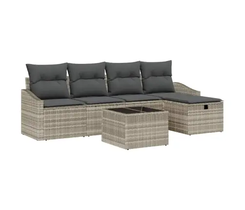 6 Gabalu Dārza Dīvānu Komplekts Ar Spilveniem Gaiši Pelēkā Plastmasas Rotangpalmas Vidaxl