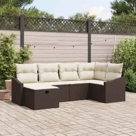 Dārza Dīvānu Komplekts Ar Spilvenu 6 Pcs Brūna 55 X 62 X 69 Cm Vidaxl