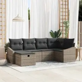 Dārza Dīvānu Komplekts Ar Spilvenu 6 Pcs Pelēka 55 X 62 X 69 Cm Vidaxl