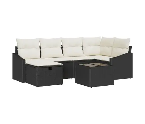 7 Daļu Dārza Dīvānu Komplekts Ar Spilveniem Melnā Poli Rotangpalmas Vidaxl